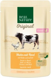 Produktbild von REAL NATURE Original Nassfutter Katze Kitten Huhn mit Rind ohne Zucker 12x85 g - 12 x 85 g