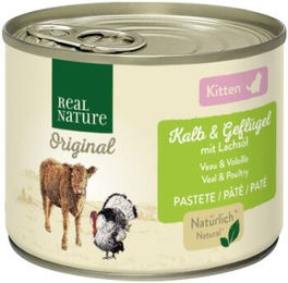 Produktbild von REAL NATURE Original Nassfutter Katze Kitten Kalb und Geflügel mit Lachsöl 6x200 g - 6 x 200 g