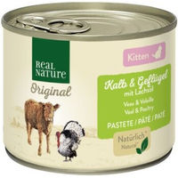 Produktbild von REAL NATURE Original Nassfutter Katze Kitten Kalb und Geflügel mit Lachsöl 6x200 g - 6 x 200 g