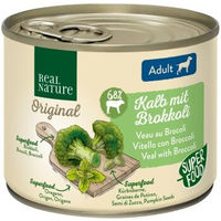 Produktbild von REAL NATURE Superfood Hund Nassfutter Adult Kalb mit Brokkoli Stückchen in Sauce 6x200 g - 6 x 200 g