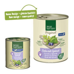 REAL NATURE Superfood Nassfutter Hund Adult Ente mit Spinat 24x800 g - 24 x 800 g – Bild 1 von 2