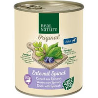 Produktbild von REAL NATURE Superfood Nassfutter Hund Adult Ente mit Spinat Stückchen in Sauce 12x800 g - 12 x 800 g