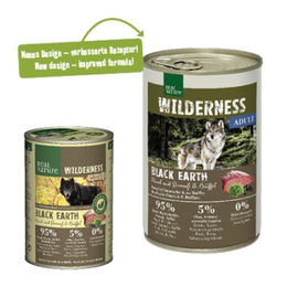 Produktbild von REAL NATURE WILDERNESS Nassfutter Hund Adult Black Earth Rind mit Strauß und Büffel Stückchen in Sauce Getreidefrei 12x400 g - 12 x 400 g