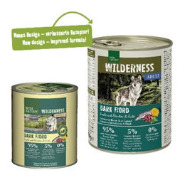 Real Nature Wilderness Nassfutter Hund Adult Dark Fjord Lachs mit Rentier und Ente Stückchen in Sauce Getreidefrei 12x800 g - 12 x 800 g – Bild 1 von 2