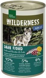 REAL NATURE WILDERNESS Nassfutter Hund Adult Dark Fjord Lachs mit Rentier und Ente Stückchen in Sauce Getreidefrei 24x400 g - 24 x 400 g – Bild 1 von 2