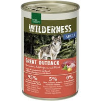 Produktbild von REAL NATURE WILDERNESS Nassfutter Hund Adult Great Outback Kaninchen Känguru und Rind Stückchen in Sauce Getreidefrei 24x400 g - 24 x 400 g