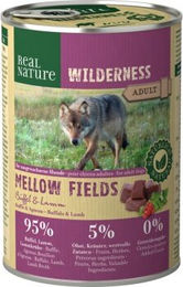 Produktbild von REAL NATURE WILDERNESS Nassfutter Hund Adult Mellow Fields Büffel und Lamm Stückchen in Sauce 24x400 g