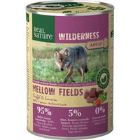 Produktbild von REAL NATURE WILDERNESS Nassfutter Hund Adult Mellow Fields Büffel und Lamm Stückchen in Sauce 24x400 g