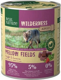 REAL NATURE WILDERNESS Nassfutter Hund Adult Mellow Fields Büffel und Lamm Stückchen in Sauce Getreidefrei 6x800 g - 6 x 800 g – Bild 1 von 2