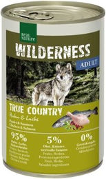 REAL NATURE WILDERNESS Nassfutter Hund Adult True Country Huhn und Lachs Stückchen in Sauce Getreidefrei 12x400 g - 12 x 400 g – Bild 1 von 3
