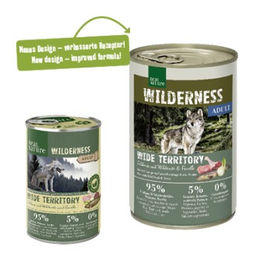 Real Nature Wilderness Nassfutter Hund Adult Wide Territory Feldhase mit Wildente und Forelle Stückchen in Sauce Getreidefrei 12x400 g - 12 x 400 g – Bild 1 von 1