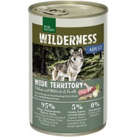 Produktbild von REAL NATURE WILDERNESS Nassfutter Hund Adult Wide Territory Feldhase mit Wildente und Forelle Stückchen in Sauce Getreidefrei 6x400 g - 6 x 400 g