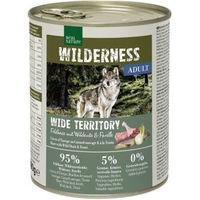Produktbild von REAL NATURE WILDERNESS Nassfutter Hund Adult Wide Territory Feldhase mit Wildente und Forelle Stückchen in Sauce Getreidefrei 6x800 g - 6 x 800 g
