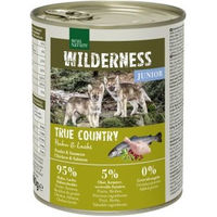 Produktbild von REAL NATURE WILDERNESS Nassfutter Hund Junior Huhn und Lachs Stückchen in Sauce getreidefrei 24x800 g - 24 x 800 g