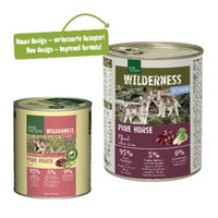 Produktbild von REAL NATURE WILDERNESS Nassfutter Hund Junior Pferd Stückchen in Sauce mit hohem Fleischanteil 24x800 g - 24 x 800 g