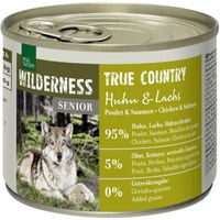 Produktbild von REAL NATURE WILDERNESS Nassfutter Hund Senior Huhn und Lachs Stückchen in Sauce Getreidefrei 12x200 g - 12 x 200 g