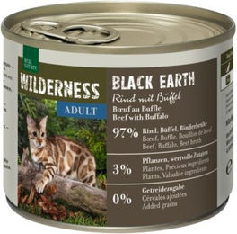 Produktbild von REAL NATURE WILDERNESS Nassfutter Katze Adult Black Earth Rind und Büffel Stückchen in Sauce getreidefrei 6x200 g - 6 x 200 g