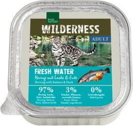 Real Nature Wilderness Nassfutter Katze Adult Fresh Water Hering mit Lachs und Ente 16x100 g - 16 x 100 g – Bild 1 von 1