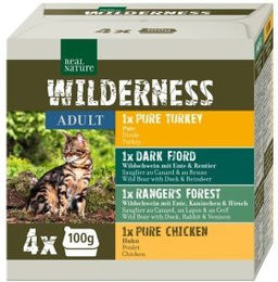 REAL NATURE WILDERNESS Nassfutter Katze Adult Getreidefrei mit hohem Fleischanteil 4x100 g – Bild 1 von 1