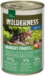 REAL NATURE WILDERNESS Nassfutter Katze Adult Ranger's Forest mit Wildschwein, Ente, Kaninchen und Hirsch, getreidefrei, 6x400 g - 6 x 400 g – Bild 1 von 2