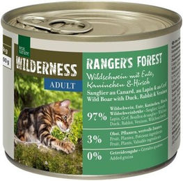 REAL NATURE WILDERNESS Nassfutter Katze Adult Ranger's Forest mit Wildschwein, Ente, Kaninchen und Hirsch Stückchen in Sauce getreidefrei 24x200 g - 24 x 200 g – Bild 1 von 2