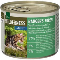 Produktbild von REAL NATURE WILDERNESS Nassfutter Katze Adult Ranger's Forest mit Wildschwein, Ente, Kaninchen und Hirsch Stückchen in Sauce getreidefrei 24x200 g - 24 x 200 g