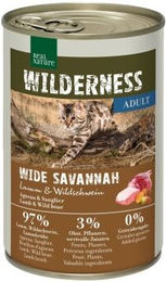 Real Nature Wilderness Nassfutter Katze Adult Wide Savannah Lamm und Wildschwein Stückchen in Sauce Getreidefrei 6x400 g - 6 x 400 g – Bild 1 von 2