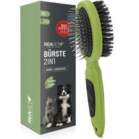 Produktbild von REAVET 2in1 Bürste für Hunde und Katzen aus Edelstahl in Grün