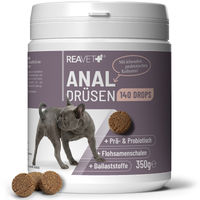 Produktbild von ReaVET Analdrüsen Drops Funktionssnack für Hunde mit Probiotika und Ballaststoffen getreidefrei 350g