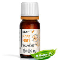 Produktbild von ReaVET Bachblüten Globuli Mopsfidel für Hunde und Katzen 10g zur Beruhigung - 10 g