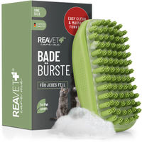 Produktbild von ReaVET Badebürste aus Gummi für Hunde und Katzen mit Massagefunktion für alle Felltypen in Grün