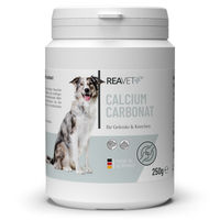Produktbild von ReaVET Calcium Carbonat 250g Mineralfutter zur Nahrungsergänzung für Hunde und Katzen zur Unterstützung von Gelenken und Knochen - 250 g