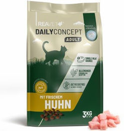 REAVET Dailyconcept Katzentrockenfutter Adult mit frischem Huhn getreidefrei und monoproteinisch 3kg (2x 1,5kg) – Bild 1 von 2
