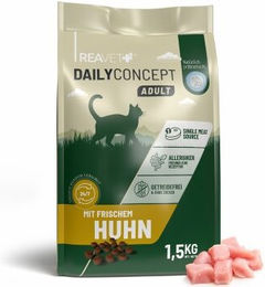 REAVET Dailyconcept Katzentrockenfutter Huhn Getreidefrei Monoprotein für adulte Katzen 1,5kg – Bild 1 von 2