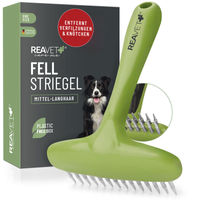 Produktbild von REAVET Fellentwirrer und Hundestriegel aus Edelstahl für Langhaar Hunde in Grün - 1 Stk.
