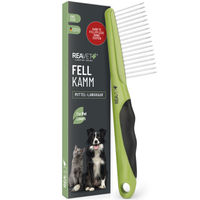 Produktbild von REAVET Fellkamm aus Edelstahl für Hunde und Katzen zur Entwirrung von Mittel- und Langhaarfell - 1 Stk.