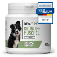 Produktbild von ReaVET Grünlippmuschel Extrakt Pulver für Hunde, Katzen und Pferde 100g - 100 g