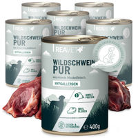 Produktbild von ReaVet Hund Nassfutter Wildschwein Monoprotein Stückchen in Soße 6 x 400g