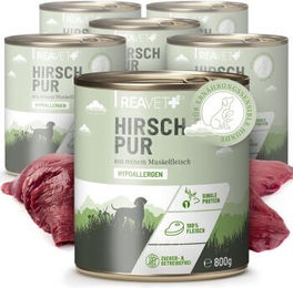 REAVET Hunde Nassfutter Hirsch Monoprotein Sensitive 6x800 g - 6 x 800 g – Bild 1 von 3
