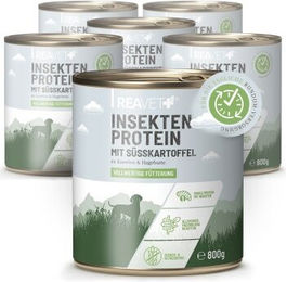 REAVET Hundefutter Insektenprotein mit Süßkartoffeln Karotten und Hagebutte Getreidefrei und Monoprotein 6 x 800g – Bild 1 von 3