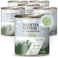 Produktbild von REAVET Hundefutter Insektenprotein mit Süßkartoffeln Karotten und Hagebutte Getreidefrei und Monoprotein 6 x 800g