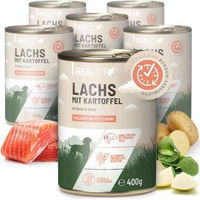 Produktbild von REAVET Hundefutter Lachs mit Kartoffeln an Spinat und Birne mit hohem Fleischanteil 6 x 400g