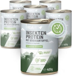 REAVET Hundefutter mit Insektenprotein, Süßkartoffel, Karotte und Hagebutte, getreidefrei und hypoallergen, 6 x 400g – Bild 1 von 3