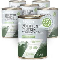 Produktbild von REAVET Hundefutter mit Insektenprotein, Süßkartoffel, Karotte und Hagebutte, getreidefrei und hypoallergen, 6 x 400g