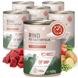REAVET Hundefutter Nass Rind mit Kartoffeln für Adult Getreidefrei 6 x 400g - 6 x 400 g – Bild 1 von 5