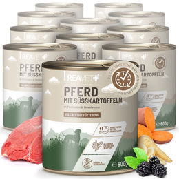 Produktbild von ReaVet Hundefutter Pferd mit Süßkartoffeln an Pastinaken und Brombeeren 12 x 800g - 12 x 800 g