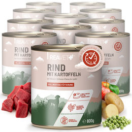 Produktbild von ReaVet Hundefutter Rind mit Kartoffeln an Erbsen-Möhren-Püree und Apfel getreidefrei glutenfrei 12 x 800g - 12 x 800 g