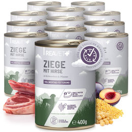 Produktbild von ReaVet Hundefutter Ziege mit Hirse Kichererbsen und Pflaume getreidefrei und glutenfrei 12 x 400g - 12 x 400 g