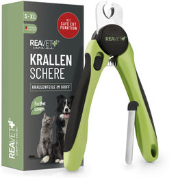 REAVET Krallenschere aus Edelstahl für Hunde und Katzen Größe XL mit Krallenfeile und Abstandshalter in Grün – Bild 1 von 7