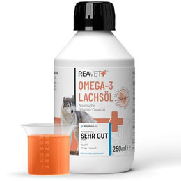 ReaVET Lachsöl für Hunde und Katzen 250ml mit Omega 3 & 6 zur Unterstützung von Haut, Fell und Gelenken - 250 ml – Bild 1 von 13